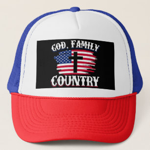Casquette Dieu Famille Pays American Drapeau Croix Christian