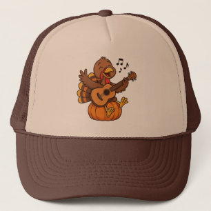 Casquette Dindon de Thanksgiving mignon avec guitare