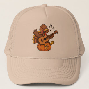 Casquette Dindon de Thanksgiving mignon avec guitare