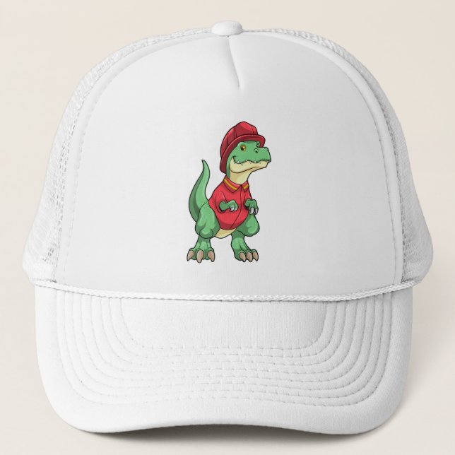 Casquette Dinosaure comme pompier avec casque d'incendie (Devant)