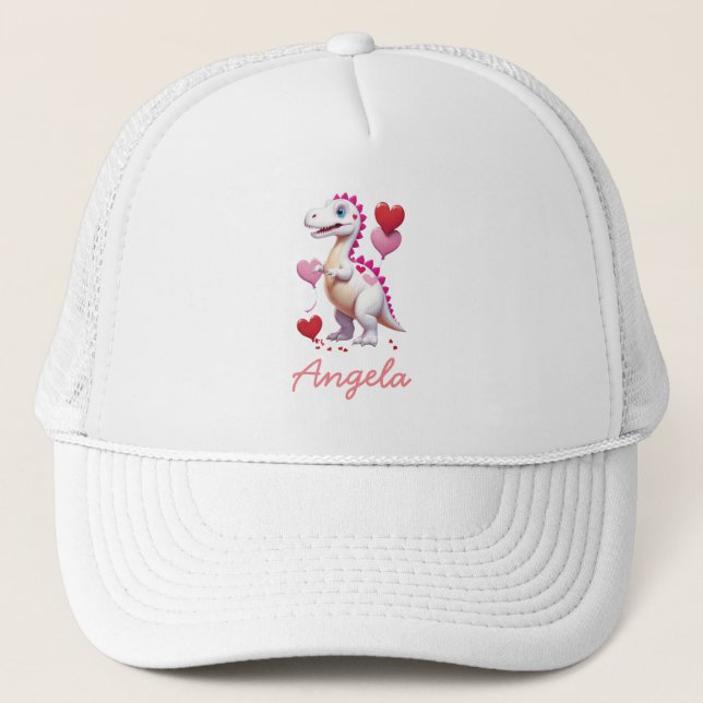 Casquette Dinosaure de la Saint Valentin blanc (Devant)