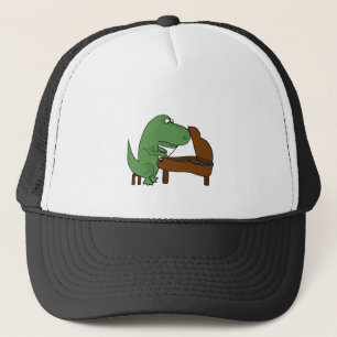 Casquette Dinosaure drôle de T-Rex jouant le piano