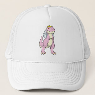 Casquette Dinosaure en mariée à un mariage avec voile
