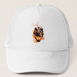 Casquette Dinosaure rétro mort brûlant le crâne en feu