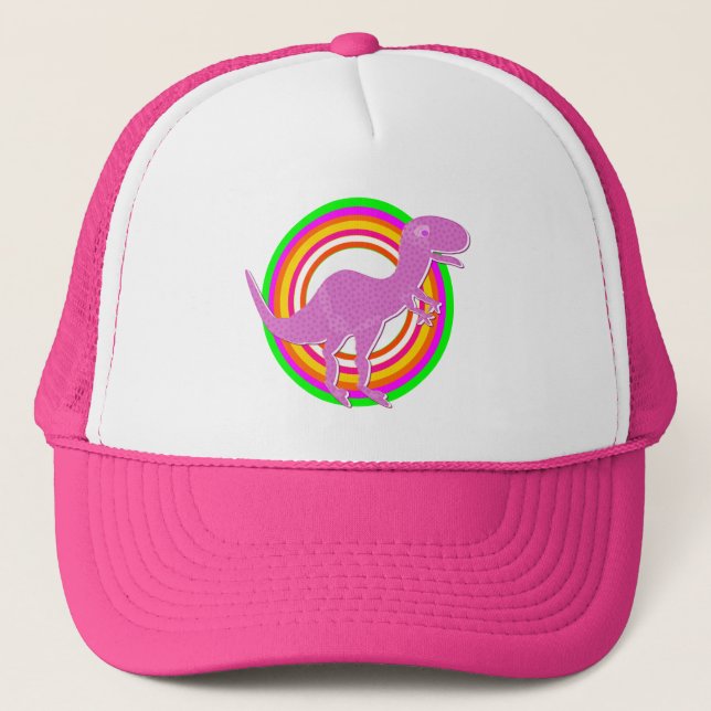 Casquette Dinosaure rose T-Rex (Devant)