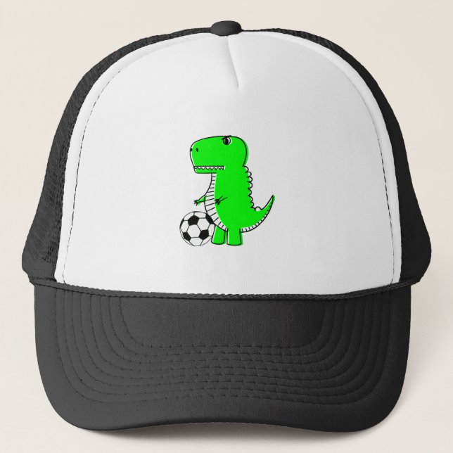 Casquette Dinosaure Vert Aime Le Football (Devant)