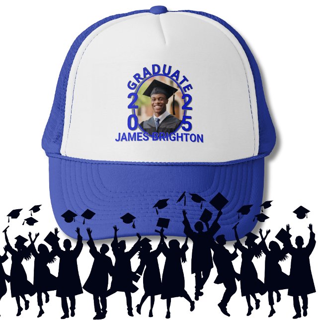 Casquette Diplômé en photo à thème bleu (Créateur téléchargé)