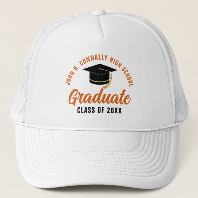 Casquette Diplôme personnalisable Orange pour la remise des  (Devant)