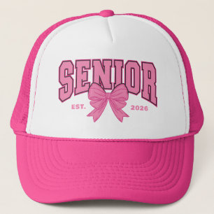 Casquette Diplômée Féminine Coquette Senior 2026 Ruban Rose