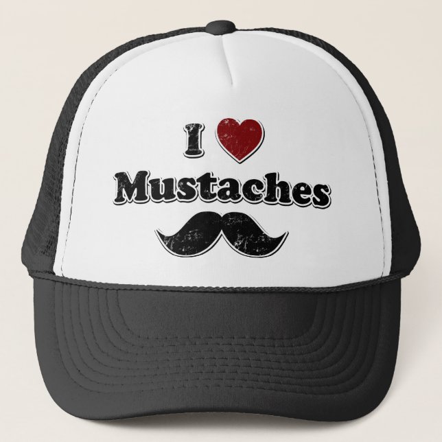Casquette Distressed I Coeur Moustaches Design (Devant)