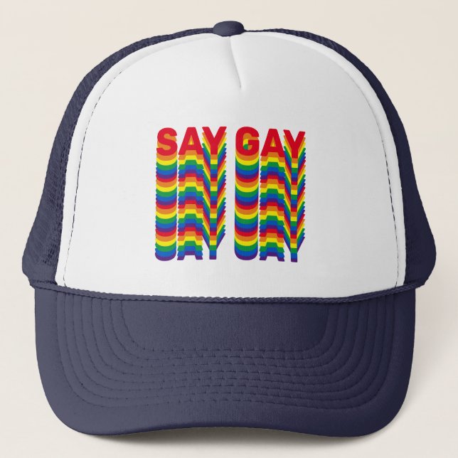 Casquette Dites Gay arc-en-ciel lgbtq drapeau de la fierté m (Devant)