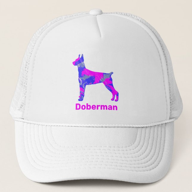 Casquette Doberman Pinscher Chien mignon rose Silhouette per (Devant)