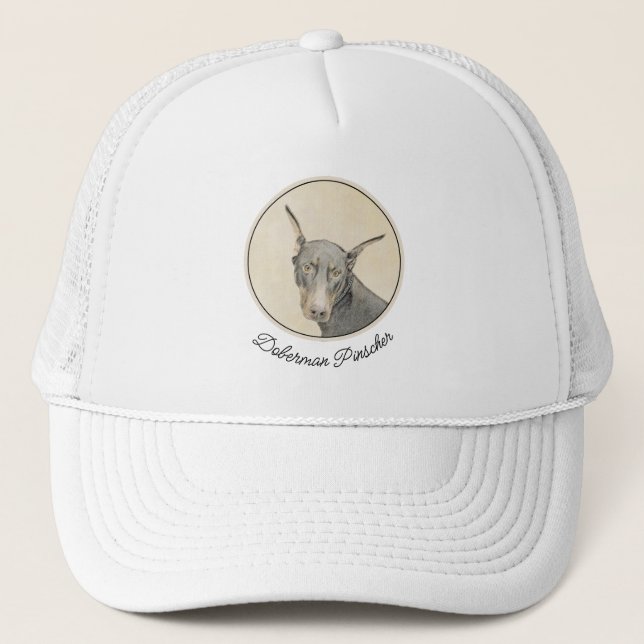 Casquette Doberman Pinscher Peinture - Art Chien original (Devant)