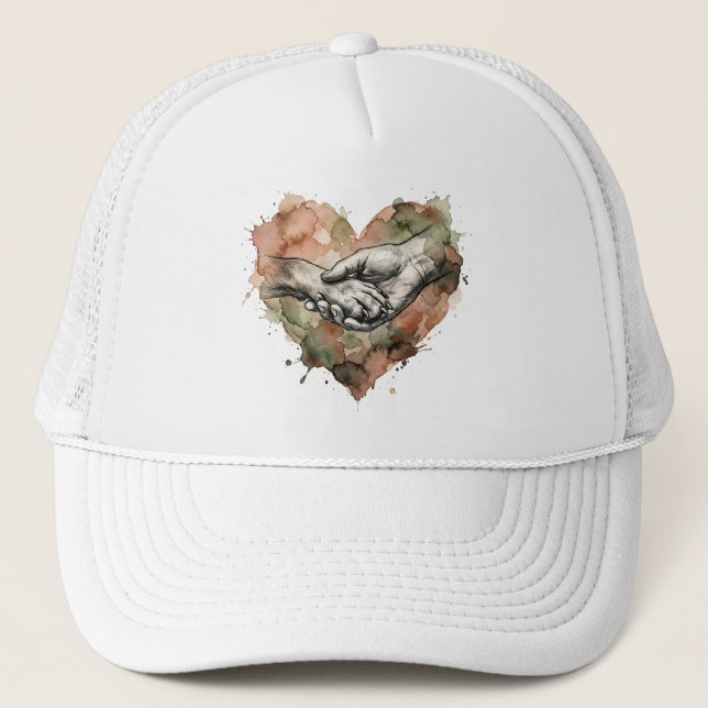 Casquette Dog Lover Human Animal Bond Watercolor Heart (Devant)