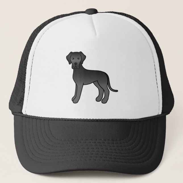Casquette Dogue allemand noir Chien de dessin animé mignon (Devant)
