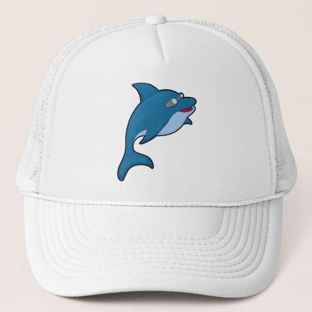 Casquette Dolphin at Swimming with Swimming goggles (Devant)