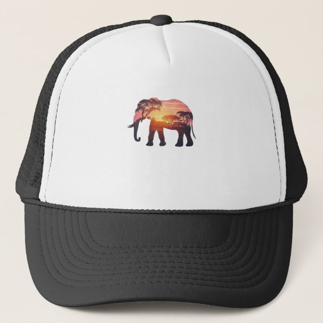 Casquette Double exposition Elephant Silhouette Design - Sav (Devant)