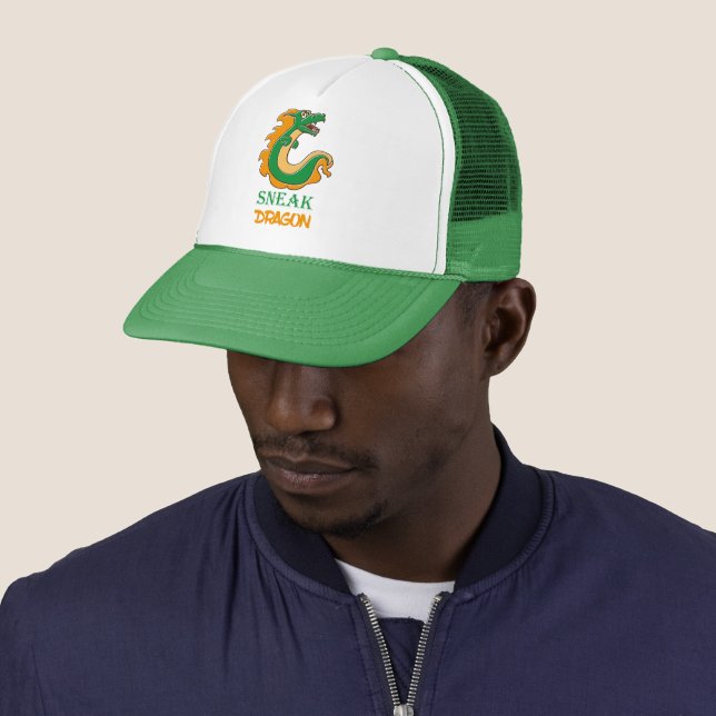Casquette Dragon à bascule vert coloré (En situation)