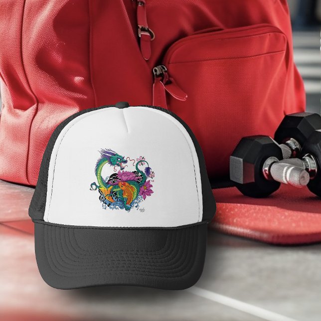 Casquette dragon à eau et koi (Créateur téléchargé)