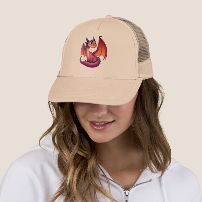 Casquette Dragon de dessin animé mignon violet/rouge (En situation)