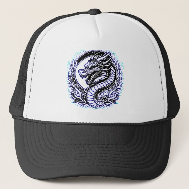Casquette Dragon de Sagesse Bleu (Devant)