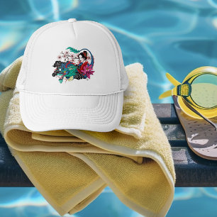 Casquette Dragon Geisha Asiatique Cerisiers Bleu