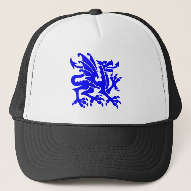 Casquette Dragon héraldique 01 - Bleu (Devant)