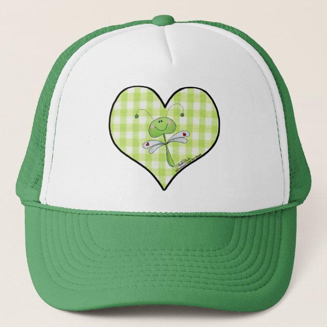 Casquette Dragon Voler dans en vichy coeur vert (Devant)