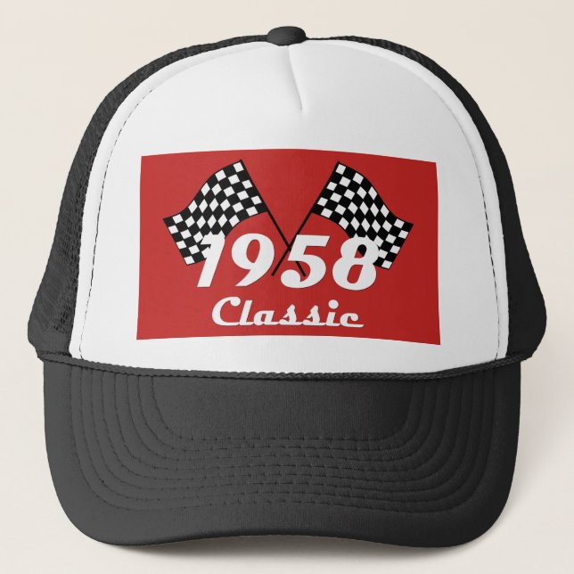 Casquette Drapeau à damier noir et blanc rétro 1958 classiqu (Devant)