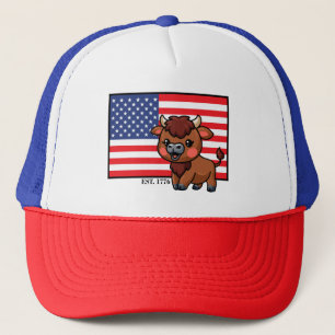 Casquette Drapeau américain avec Bison EST 1776