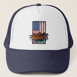 CASQUETTE DRAPEAU AMÉRICAIN CHEVAL VINTAGE