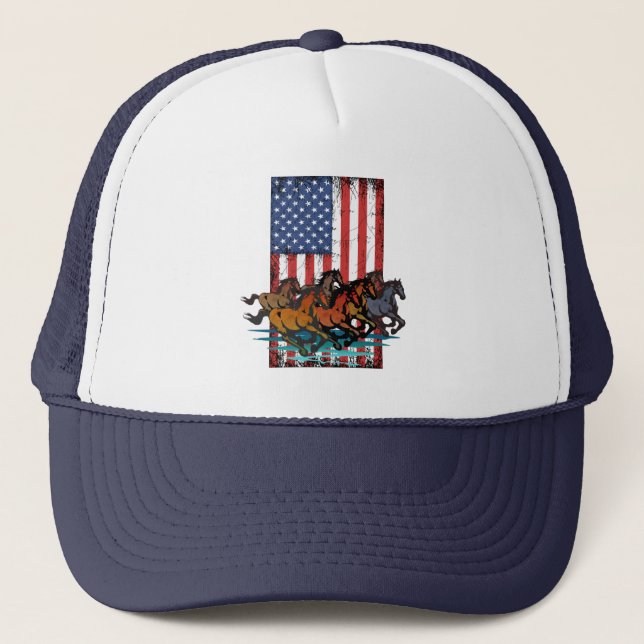 CASQUETTE DRAPEAU AMÉRICAIN CHEVAL VINTAGE (Devant)