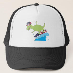 Casquette Drapeau américain Dinosaur Surfing