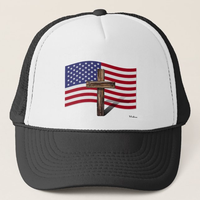 Casquette Drapeau américain et croix robuste (Devant)
