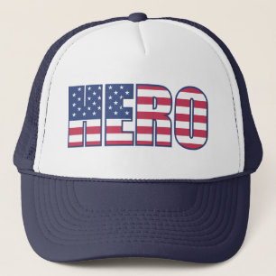 Casquette Drapeau américain HERO Patriotique Rouge Blanc Ble