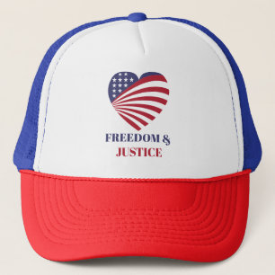 Casquette Drapeau américain Liberté & Justice avec Cœur.