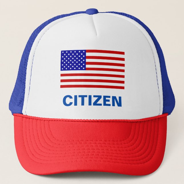 Casquette Drapeau américain modifiable et texte du citoyen (Devant)