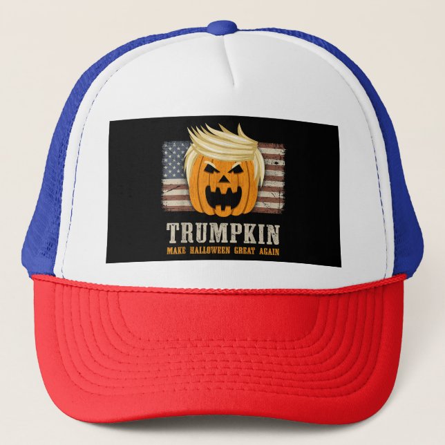 Casquette Drapeau américain Vintage Halloween Trumpkin Funny (Devant)
