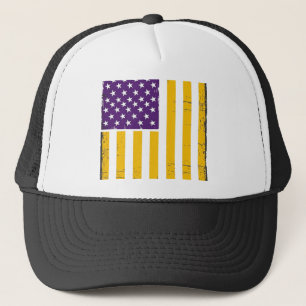 Casquette Drapeau américain violet et or en détresse Vecteur