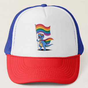 Casquette Drapeau arc-en-ciel LGBT Fierté gay dinosaure