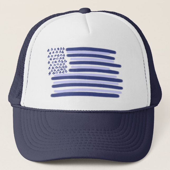 Casquette Drapeau bleu américain étoiles rayures gars casque (Devant)