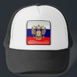Casquette Drapeau brillant russe<br><div class="desc">Double manteau d'aigle des bras russe sur le drapeau brillant</div>