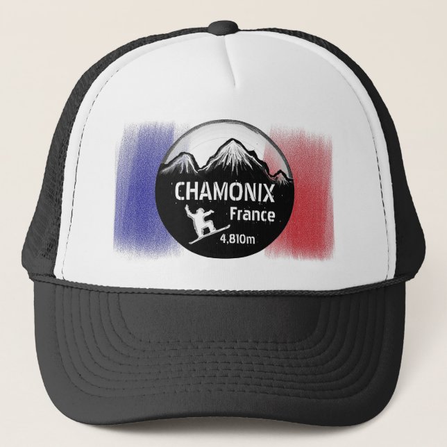 Casquette Drapeau de Chamonix France snowboard art noir casq (Devant)