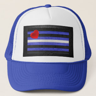 Casquette Drapeau de fierté en cuir SlipperyJoe's noir bleu 