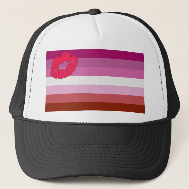 Casquette Drapeau de fierté lesbienne au rouge à lèvres Slip (Devant)