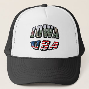 Casquette Drapeau de l'Iowa USA - Texte de la photo