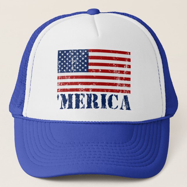 Casquette 'Drapeau de MERICA affligé par cru USA (Devant)