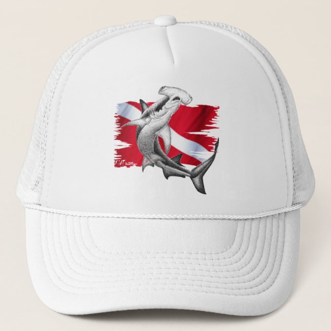 Casquette Drapeau de piqué avec le requin-plongeur de (Devant)