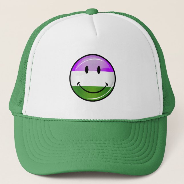 Casquette Drapeau de sourire brillant de Genderqueer (Devant)