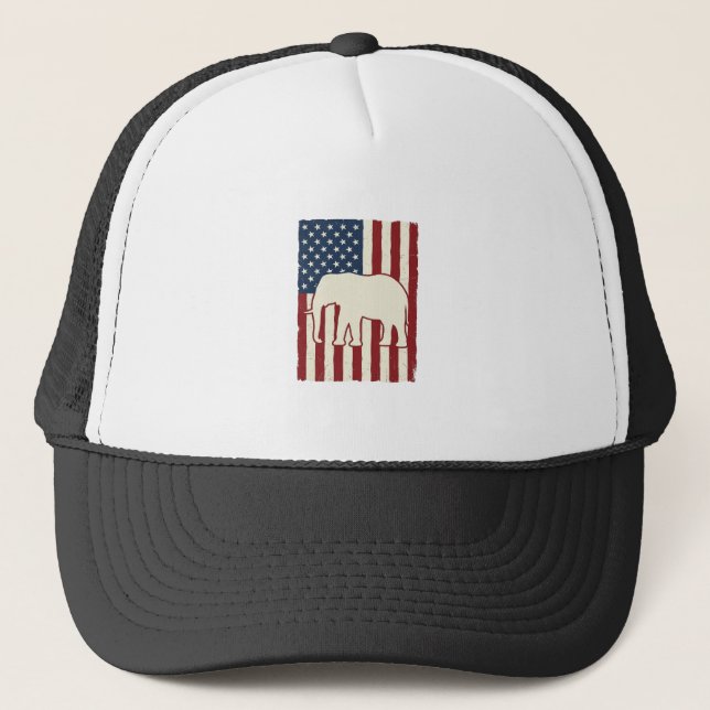 Casquette Drapeau d'éléphant patriotique Conception vectorie (Devant)